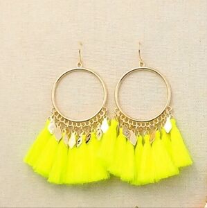 Yellow Boho Tassel Earrings
